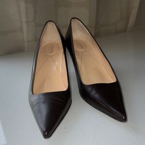 Christin Michaels Brown Leather Pointed Heels